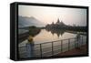 Kyauk Kalap Buddhist Temple in the Middle of a Lake at Sunrise, Hpa An, Kayin State (Karen State)-Matthew Williams-Ellis-Framed Stretched Canvas