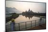 Kyauk Kalap Buddhist Temple in the Middle of a Lake at Sunrise, Hpa An, Kayin State (Karen State)-Matthew Williams-Ellis-Mounted Photographic Print