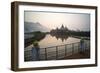 Kyauk Kalap Buddhist Temple in the Middle of a Lake at Sunrise, Hpa An, Kayin State (Karen State)-Matthew Williams-Ellis-Framed Photographic Print