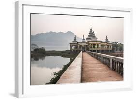 Kyauk Kalap Buddhist Temple in the Middle of a Lake at Sunrise, Hpa An, Kayin State (Karen State)-Matthew Williams-Ellis-Framed Photographic Print