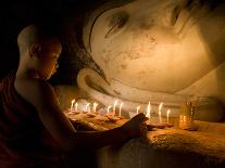 Two Novice Monks Reading Buddhist Texts Inside a Pagoda at Bagan in the Country of Burma (Myanmar)-Kyle Hammons-Photographic Print