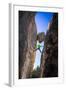 Kyle Vassilopoulos Having Fun Climbing Below A Large Chock Stone Slot Canyon At Natural Bridge SP-Ben Herndon-Framed Photographic Print