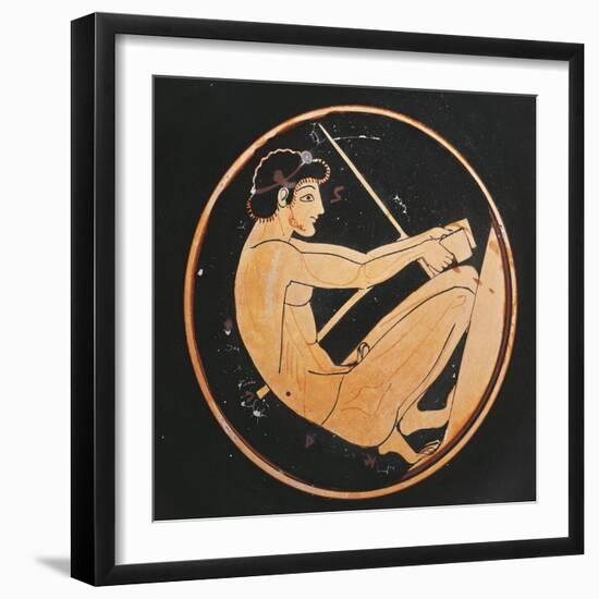 Kylix Depicting Athlete Lifting Weights-null-Framed Giclee Print