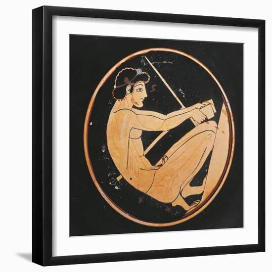 Kylix Depicting Athlete Lifting Weights-null-Framed Premium Giclee Print