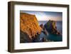 Kynance Cove in late evening, Lizard National Nature Reserve, Lizard Peninsula, England-Andrew Michael-Framed Photographic Print