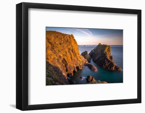 Kynance Cove in late evening, Lizard National Nature Reserve, Lizard Peninsula, England-Andrew Michael-Framed Photographic Print