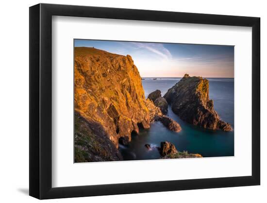 Kynance Cove in late evening, Lizard National Nature Reserve, Lizard Peninsula, England-Andrew Michael-Framed Photographic Print