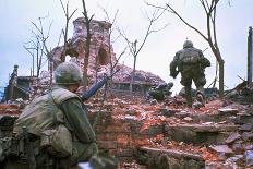 American Marines Advancing up Outer Wall of Citadel-Kyoichi Sawada-Framed Photographic Print