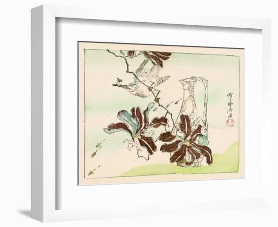 Kyosai Rakuga - Bird and Flowers-Kyosai Kawanabe-Framed Giclee Print