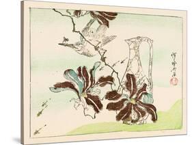 Kyosai Rakuga - Bird and Flowers-Kyosai Kawanabe-Stretched Canvas