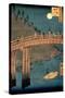 Kyoto Bridge by Moonlight, from the Series "100 Views of Famous Place in Edo," Pub. 1855-Ando Hiroshige-Stretched Canvas