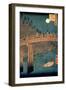 Kyoto Bridge by Moonlight, from the Series "100 Views of Famous Place in Edo," Pub. 1855-Ando Hiroshige-Framed Giclee Print