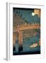 Kyoto Bridge by Moonlight, from the Series "100 Views of Famous Place in Edo," Pub. 1855-Ando Hiroshige-Framed Giclee Print