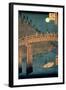 Kyoto Bridge by Moonlight, from the Series "100 Views of Famous Place in Edo," Pub. 1855-Ando Hiroshige-Framed Giclee Print