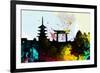 Kyoto City Skyline-NaxArt-Framed Art Print