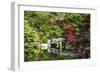 Kyoto, Japan. Eikando Temple, stone bridge over pond leading to temple-Miva Stock-Framed Photographic Print