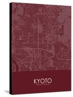 Kyoto, Japan Red Map-null-Stretched Canvas