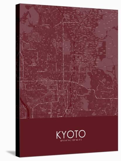 Kyoto, Japan Red Map-null-Stretched Canvas
