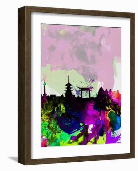 Kyoto Watercolor Skyline-NaxArt-Framed Art Print