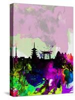 Kyoto Watercolor Skyline-NaxArt-Stretched Canvas