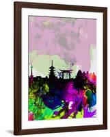 Kyoto Watercolor Skyline-NaxArt-Framed Art Print