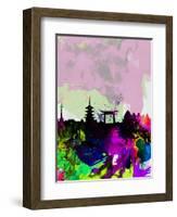 Kyoto Watercolor Skyline-NaxArt-Framed Art Print