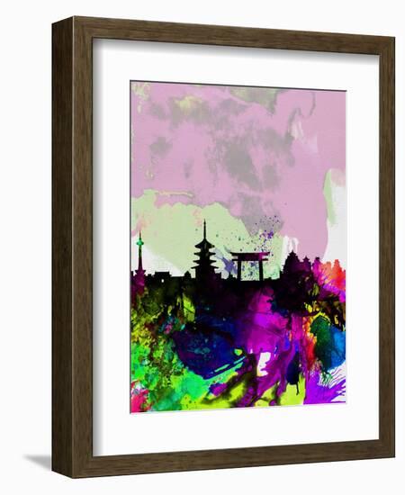 Kyoto Watercolor Skyline-NaxArt-Framed Art Print