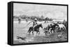 Kyrgyz Crossing a River, Kyrgyzstan, 1895-null-Framed Stretched Canvas