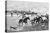 Kyrgyz Crossing a River, Kyrgyzstan, 1895-null-Stretched Canvas
