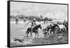 Kyrgyz Crossing a River, Kyrgyzstan, 1895-null-Framed Stretched Canvas