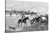 Kyrgyz Crossing a River, Kyrgyzstan, 1895-null-Stretched Canvas