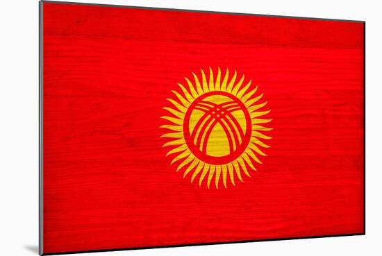 Kyrgyzstan Flag Design with Wood Patterning - Flags of the World Series-Philippe Hugonnard-Mounted Premium Giclee Print
