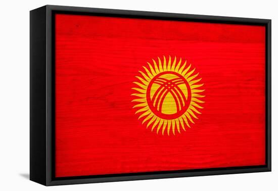 Kyrgyzstan Flag Design with Wood Patterning - Flags of the World Series-Philippe Hugonnard-Framed Stretched Canvas