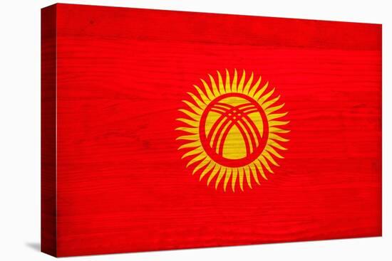 Kyrgyzstan Flag Design with Wood Patterning - Flags of the World Series-Philippe Hugonnard-Stretched Canvas