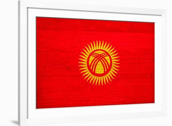 Kyrgyzstan Flag Design with Wood Patterning - Flags of the World Series-Philippe Hugonnard-Framed Art Print