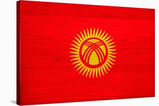 Kyrgyzstan Flag Design with Wood Patterning - Flags of the World Series-Philippe Hugonnard-Stretched Canvas