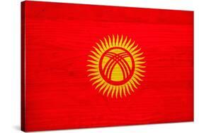 Kyrgyzstan Flag Design with Wood Patterning - Flags of the World Series-Philippe Hugonnard-Stretched Canvas