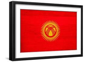 Kyrgyzstan Flag Design with Wood Patterning - Flags of the World Series-Philippe Hugonnard-Framed Art Print