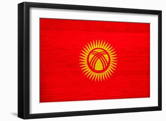 Kyrgyzstan Flag Design with Wood Patterning - Flags of the World Series-Philippe Hugonnard-Framed Art Print