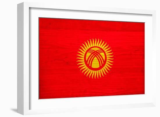 Kyrgyzstan Flag Design with Wood Patterning - Flags of the World Series-Philippe Hugonnard-Framed Art Print