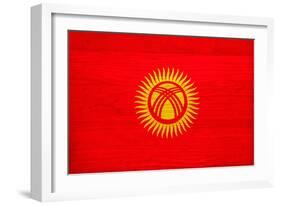 Kyrgyzstan Flag Design with Wood Patterning - Flags of the World Series-Philippe Hugonnard-Framed Art Print