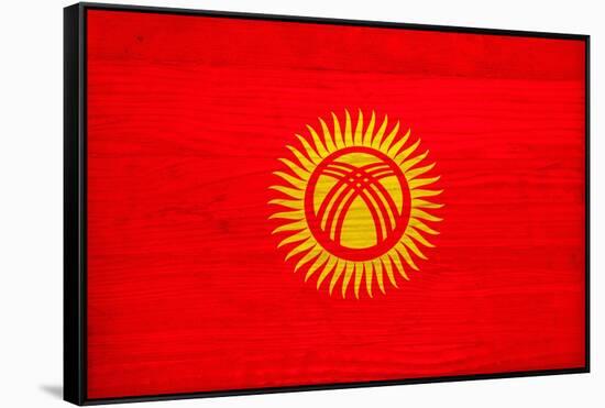 Kyrgyzstan Flag Design with Wood Patterning - Flags of the World Series-Philippe Hugonnard-Framed Stretched Canvas