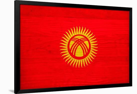 Kyrgyzstan Flag Design with Wood Patterning - Flags of the World Series-Philippe Hugonnard-Framed Art Print