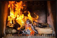 Fireplace or Furnace Invites You with its Cozy Blazing Fire to Warm Up-Kzenon-Photographic Print