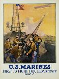 U.S. Marines - First to Fight for Democracy Recruiting Poster-L.a. Shafer-Stretched Canvas