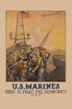 U.S. Marines - First to Fight for Democracy Recruiting Poster-L.a. Shafer-Stretched Canvas