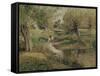 L'Abreuvoir, Eragny-Camille Pissarro-Framed Stretched Canvas
