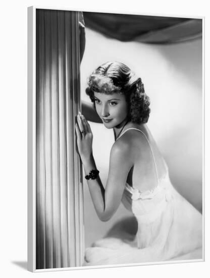 L'actrice americaine Barbara Stanwyck (1907- 1990) (b/w photo)-null-Framed Photo