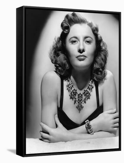 L'actrice americaine Barbara Stanwyck (1907- 1990) en, 1942 (b/w photo)-null-Framed Stretched Canvas
