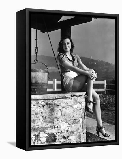 L'actrice francaise Michele Morgan a Hollywood en, 1941 (b/w photo)-null-Framed Stretched Canvas